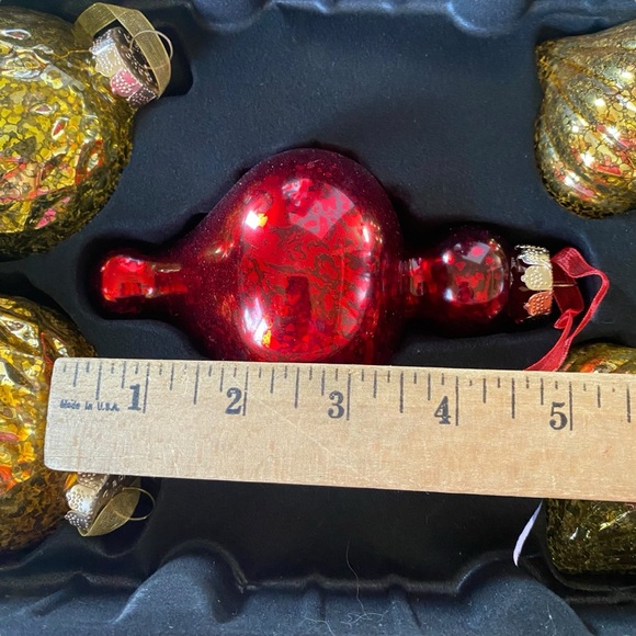 Home Decorators Collection Set of 10 Glass Christmas Ornament Gold Red Crackle - Picture 14 of 15